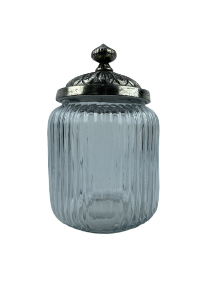 Bonboniere Glas/Metall 10,5x10,5x16 cm